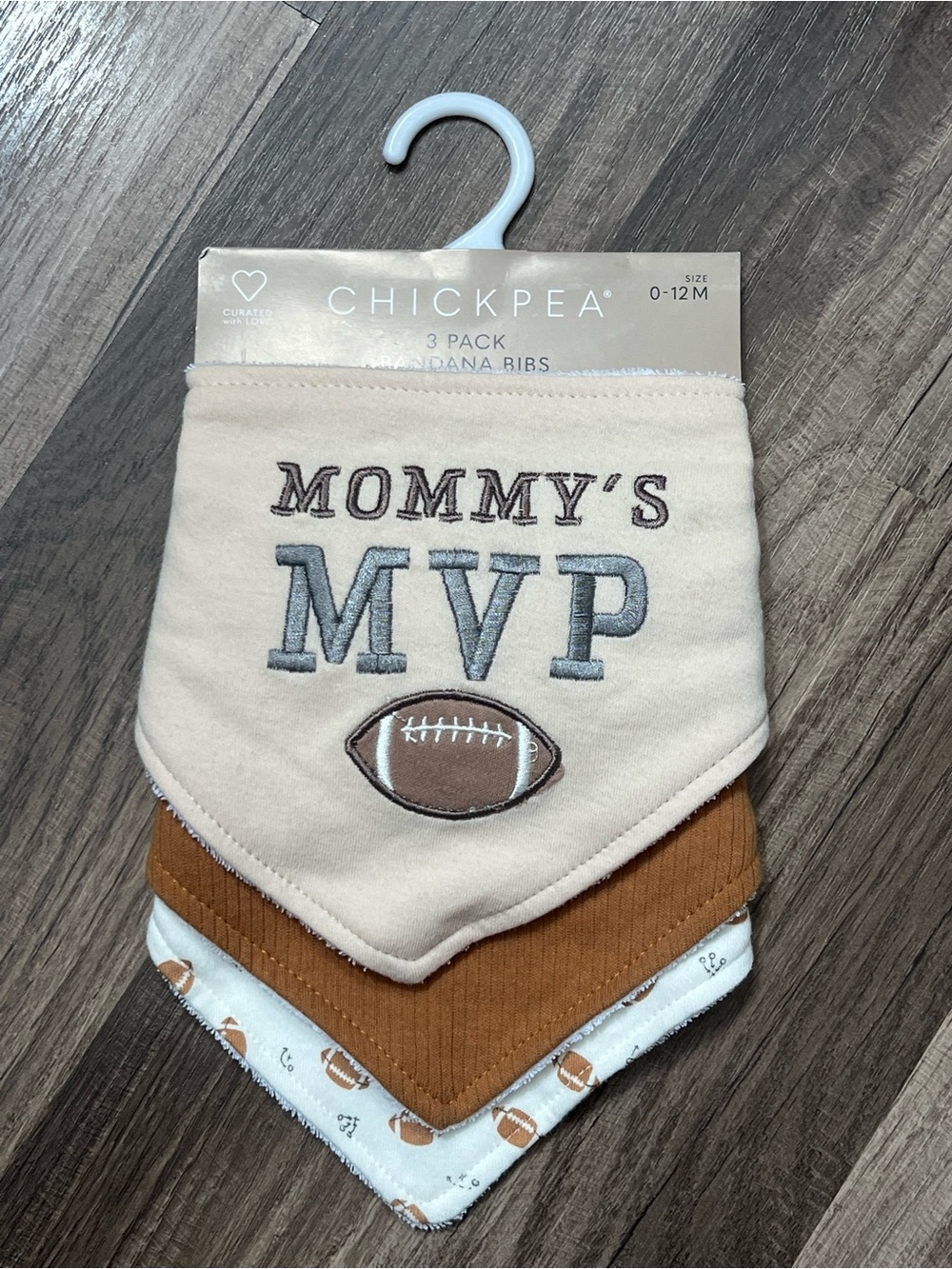 Chickpea Football Baby Bib 3 Pack 0-12 Month